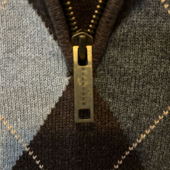 Tommy Hilfiger Plaid Sweater |Size Small| Dark Brown Light & Dark Gray w/zipper - Picture 6 of 11